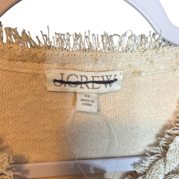 J.Crew Cream Bouclé Fringe Sweater Jacket 2X NWT Gold Button Blazer - Picture 7 of 8
